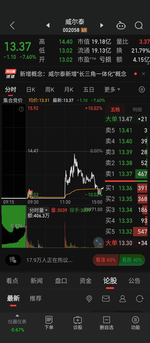 威尔泰12月24日打开跌停