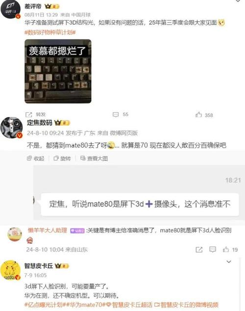 华为Mate80系列再次被确认：屏下3D结构光来袭！网友：强的飞起